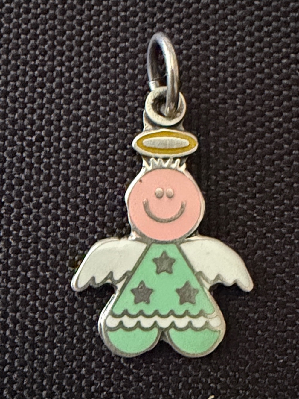 Mexican Silver 925 Kids Angel Charm Pendant in Pink and Mint Green
